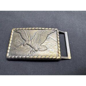 Vintage Patriotic Magestic Bird Brass Belt Buckle With Eagle Flying Soaring Desi